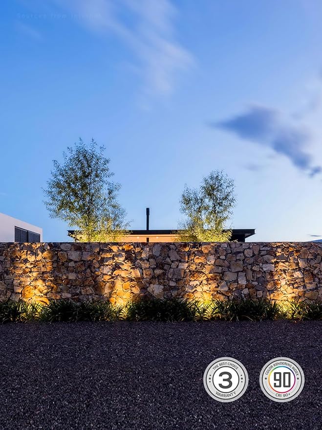 LEONLITE 3W Well Lights Landscape LED In Ground, 320LM 12-24V AC/DC Low Voltage, CRI90 IP67 Waterproof Inground Well Lights Outdoor, Rock Color, Aluminum, Embedded Parts Included, 3000K, Pack of 6