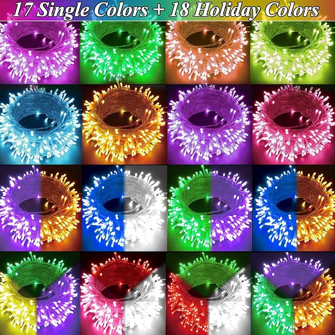 164FT 500LED Christmas Lights Color Changing, 35 Colors Easter String Lights with Remote, Waterproof Twinkle Fairy Light Clear Wire for Bedroom Easter Indoor Outdoor Holiday Party
