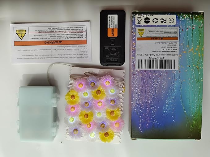 Easter Lights Multicolor Daisy Flower Fairy Lights Battery Operated with Remote Daisy String Lights for Bedroom Outdoor Party Holiday Home Spring Easter Decorations