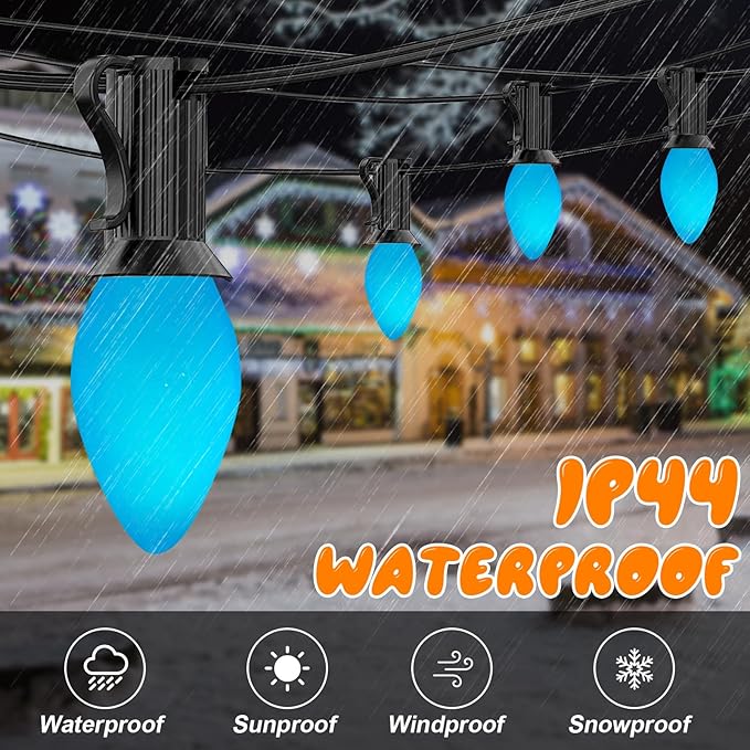 GOOTHY 25 Pack C7 LED Blue Christmas Replacement Light Bulbs, C7 Vintage Multicolor Shatterproof LED Bulbs for Christmas Outdoor Indoor String Lights, E12 Candelabra Base- Blue