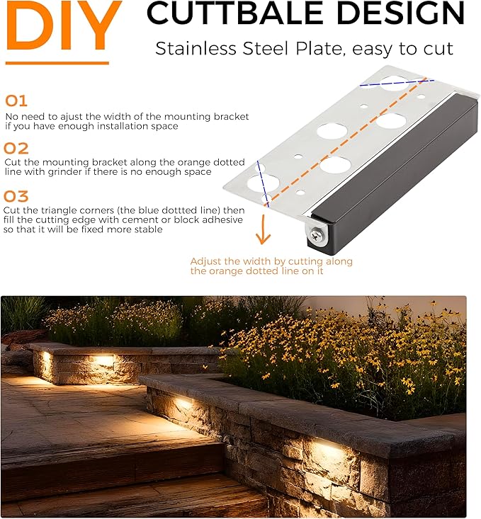 CLOUDY BAY [8 Pack] 7 Inch 5W 5CCT Hardscape Paver Light,Retainng Wall Lights Outdoor,IP65 Waterproof,2700K/3000K/3500K/4000K/5000K Selectable,12V-15 VAC/DC Low Voltage,Frost Lens Step Deck Light