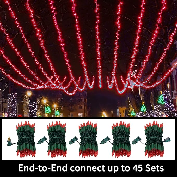 LAMPHOME 21.6ft 100 LED Red Valentine Lights, Connectable Valentine Room Light Indoor Plug-in, Green Wire Red Christmas String Light Outdoor Waterproof for Valentines Day Bedroom, Party,Wedding