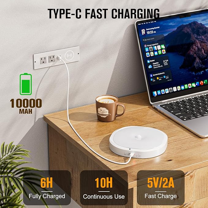 Rechargeable Motion Sensor Ceiling Light Indoor, 10000mAh Battery Operated Closet Light with Remote Control, Magnetic Mount Shower Light for Bathroom/Pantry/Garage