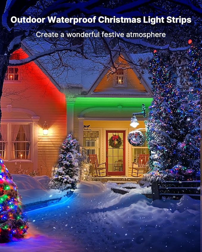 Waterproof Outdoor led Strip Lights,100ft led Lights IP65 with App Control and Remote,RGB Color Changing Waterproof Led Rope Lights for Tree,Yard,Balcony,Party and Patio