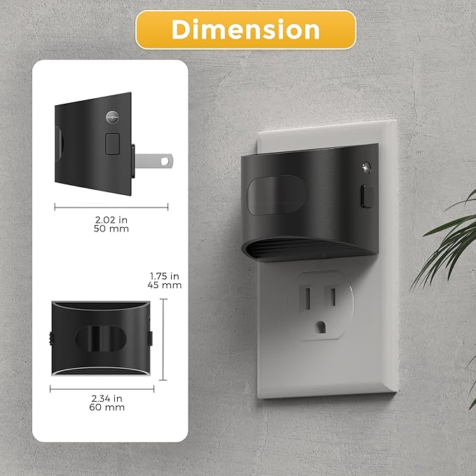 L LOHAS LED Night Light with Motion Sensor & Dusk to Dawn Sensor, Night Lights Plug into Wall with 30-100lm Adjustable Brightness, Dimmable Night Light for Bathroom Hallway, 1600K Amber, 2 Pack