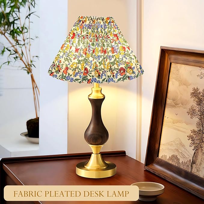 2pcs Pleated Lamp Shade, Modern Printing Flowers Lampshades for Table Lamps Floor Lamps, Barrel Lampshade Replacement for Bedroom, Cute Lamp for Living Room Home Office Decor