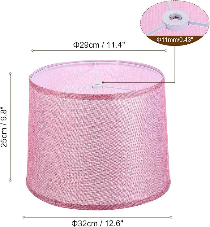 PATIKIL Lamp shades for Table Lamps 11.4" Top x 12.6" Bottom x 9.8" High Drum Lamp shades for Floor Lamps Medium Linen Lampshade Easy Assembly for Lamp Replacement, Pink