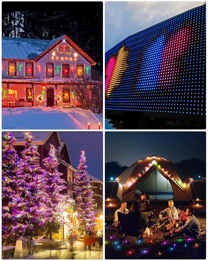 ALITOVE 24V WS2811 LED Pixel String Lights 250pcs Individually Addressable RGB Module 12mm Diffused Bullet Pixel Lights IP68 for Billboard House Halloween Christmas Outdoor Decor, 12inch Spacing