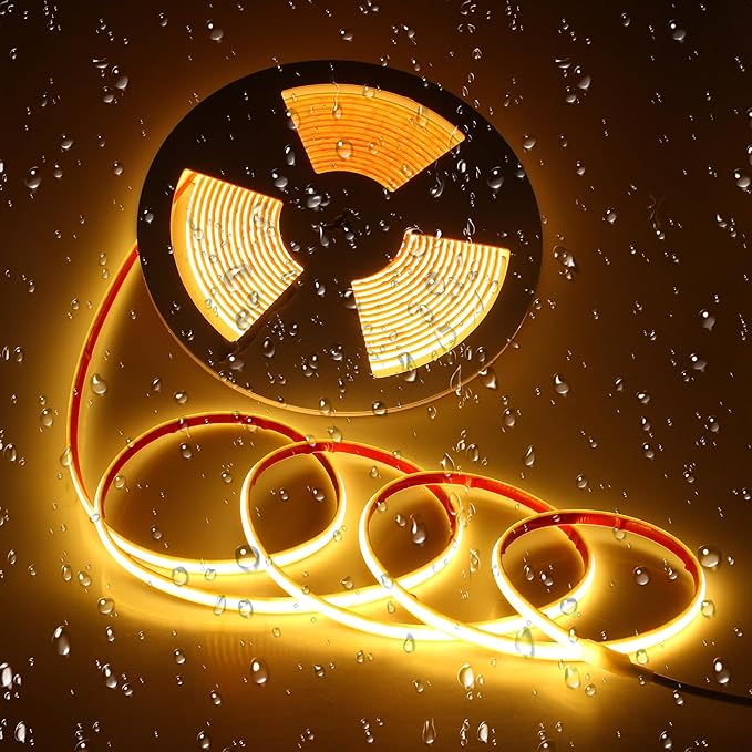 ALITOVE Waterproof COB Led Light Strip Warm White 24V 32.8ft Uniform Glow LED Tape Light Outdoor IP68 High Density 2400LEDs Rope Lights Flexible for Home Commercial Lighting Decor(No Adapter & Dimmer)