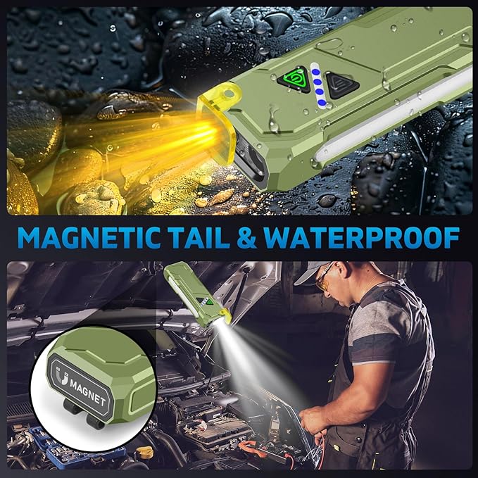 Flat LED Handheld Flashlight Rechargeable Light Camping Dog Walking Working (Green)