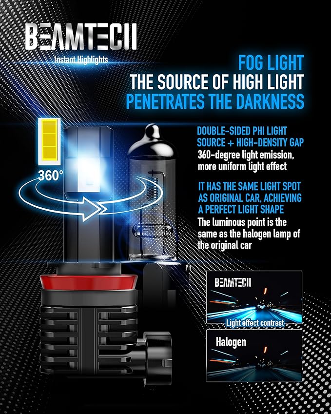 BEAMTECH H11 Fog Light Bulb H8 H9 Fog Replacement