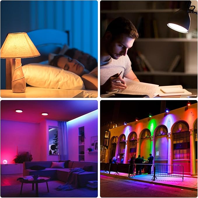 RGB Color Changing Light Bulb: Rechargeable Battery Operated E26 LED Bulbs, 3000mAh Wireless Dimmable Puck Lights with Remote Timer Magnetic for Sconce Lamp, 3 Color Temperatures+12 RGB Colors, 6pcs