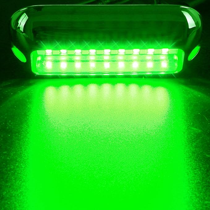 HUSUKU SOOP3 Mini 50W 27LED Waterproof Stainless Steel Transom Led Light, High-Intensity Marine Led Underwater Lights (2 pcs)