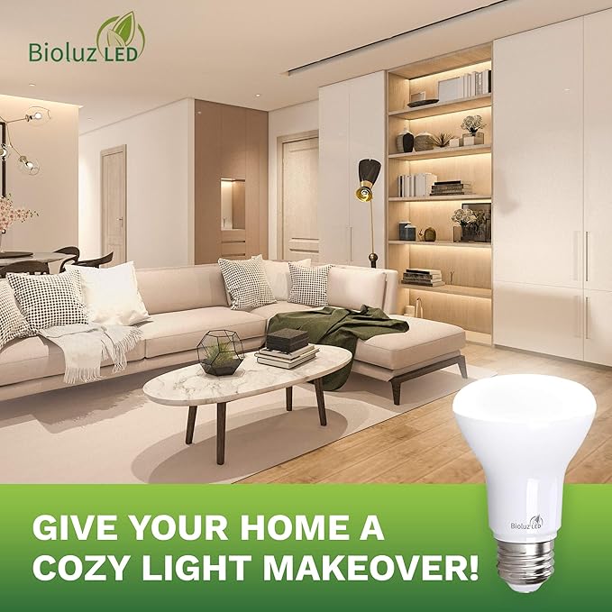 Bioluz LED Light Bulb BR20 Light Bulbs 2700K Bright Warm White LED Bulbs 6W=50W Replacement 90 CRI 540 Lumen Indoor/Outdoor UL Listed CEC Title 20 Compliant Home Decor LED Lights for Bedroom - 40 Pack