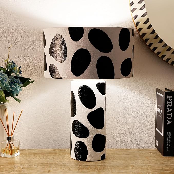 Handicrafts Home Farmhouse Black Table Lamp, 13.7x20.7 Handcrafted Paper Mache Table Lamp for Bedroom & Living Room, Bedside Nightstand Lamp, Modern Table Lamp for Side Table & Office, Home Furniture