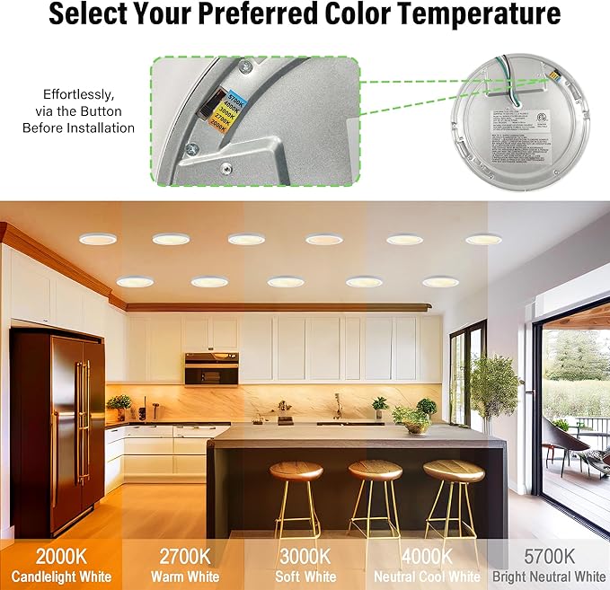 7.3" Flush Mount Ceiling Light Dimmable with ETL CERT, 5CCT LED Ceiling Lights Moon Style Round Ceiling Light Fixture for Bedroom, Bathroom, Kitchen, Hallway, Basement, Closet,White 1Pack