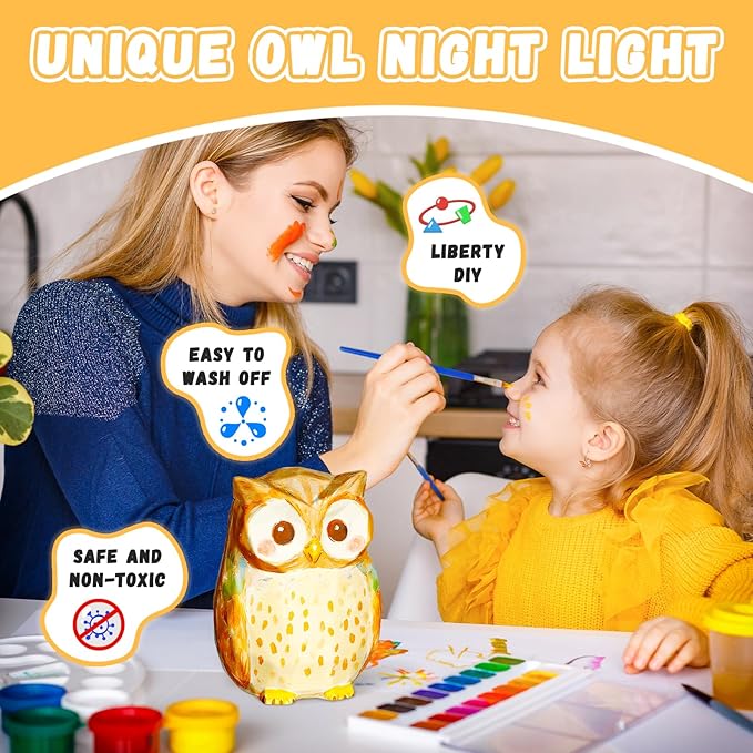 Paint Your Own Owl Lamp Kit, Art Supplies Arts and Crafts for Kids Ages 8-12, DIY 3D Owl Night Light, Creativity Painting Kit Toy for Girl Boy Teen, Kids Birthday Gift Ages 3 4 5 6 7 8 9 10 11 12+