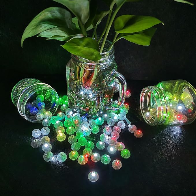 50PCs Mini Led Lights with Hook, Waterproof Round Tiny Led Light for Party Decorations Neon Light for Birthday Party and Wedding Decoration, White-Blinking Lights