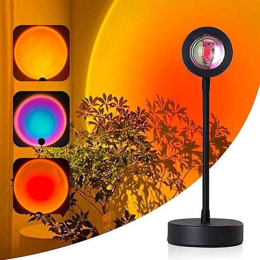 Sunset Lamp Projector – LED Lights Projector in Sunset, Red Sunset and Rainbow – Adjustable Sunset Projection Lamp with Integrated LED Chip – Professional and Amateur Photoshoots (Sunset Red)