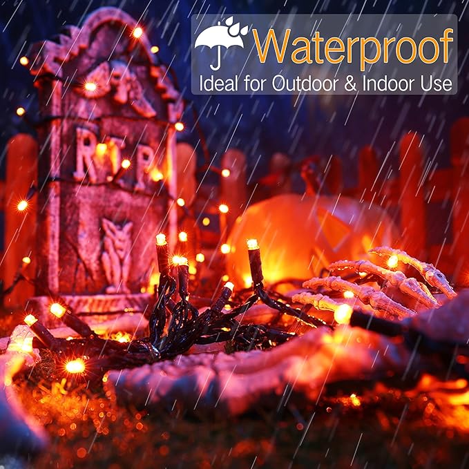 Brizled Orange Christmas Lights, 33ft 100 LED 5mm Wide Angle Gentle Twinkle Christmas String Lights, 120V UL Certified Connectable Christmas Tree Light Outdoor for Halloween Tree Christmas, Green Wire