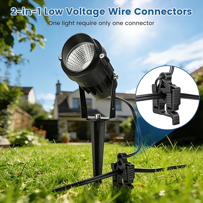 12 Pack Low Voltage Wire Connectors for Landscape Lighting, Compatible with #12/14/16/18 Gauge Underground Cable for Pathway Lights, Spotlight, In-ground Lights, Waterproof, UL Listed