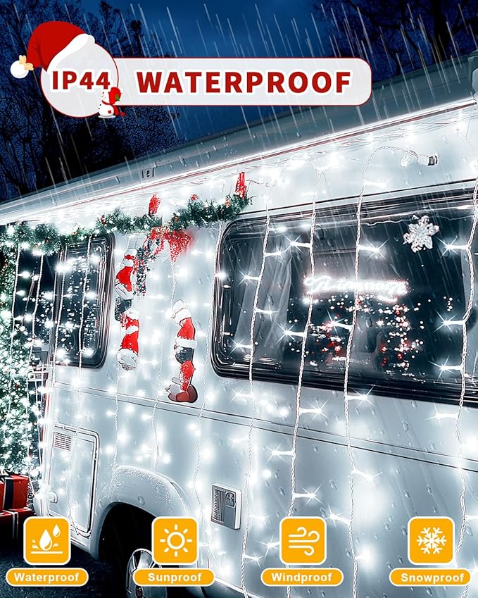 1200 LED 403FT Christmas Lights String Outdoor Indoor, Cold White Xmas Tree Lights, Plug in Twinkle Fairy Light with Remote Timer Dimmable for Room Yard Holiday Party Wedding Camping Decor