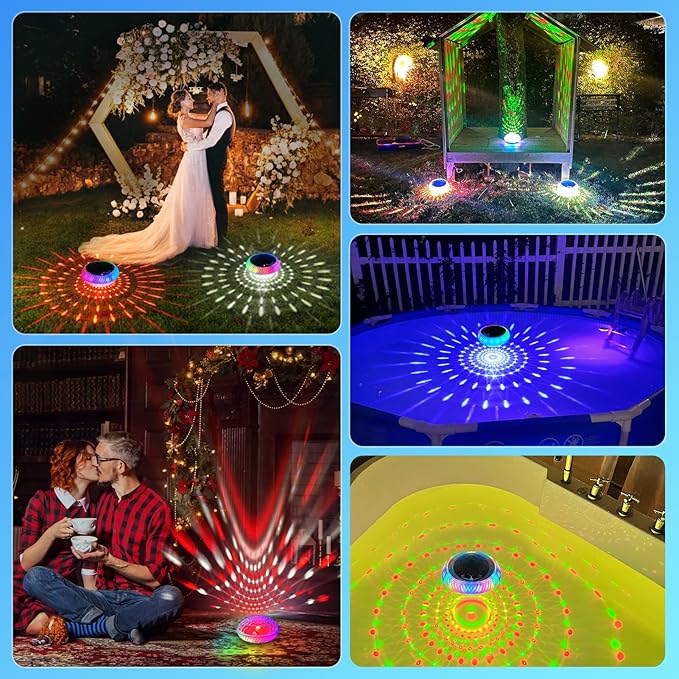 FirstE Solar Floating Pool Lights, 7.6" Dynamic RGB Color Floating Solar Pool Lights IP68 Waterproof, Light Sensing LED Pool Decor Light for Inground, Above Ground Pools, Outdoor, Garden, Party