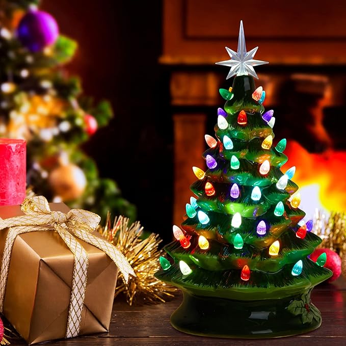 Riakrum 270 Pieces Ceramic Christmas Tree Bulb Christmas Tree Replacement Lights Assorted Colors Plastic Ornaments Bulbs Ornaments for Decorations