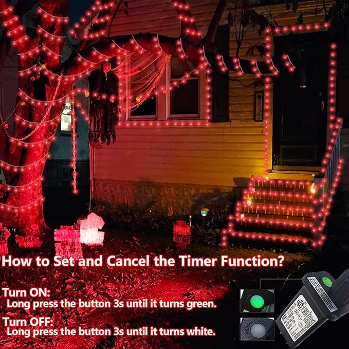 YEGUO 165ft 500 LED Christmas Lights Outdoor Waterproof, Red String Lights Indoor Plug in, 8 Modes Clear Wire for Christmas Holiday Home Tree Garden Patio Decor