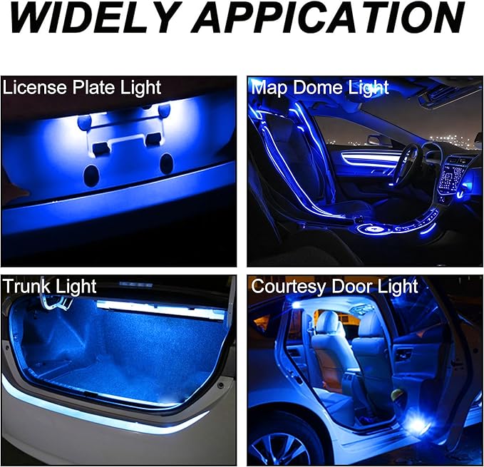 T10 194 168 Dash Instrument White LED Light Bulbs Bright Panel Gauge Cluster Dashboard Bulbs 10Pcs/Set (Blue)