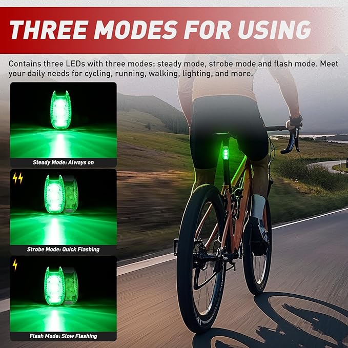 Nilight LED Safety Light 4PCS Green Marine Navigation Bike Tail Lights Three Modes Waterproof Reflective Gear Clip On Flash Strobe Indicator Lamp for Night Boating Fishing Cycling Jogging