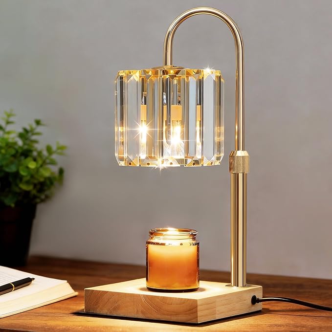 Candle Warmer Lamp with Timer, Dimmable Electric Candle Wamer Adjustable Height, Glass Modern Candles Melter Lamp, Gifts for Women Mom, Clear