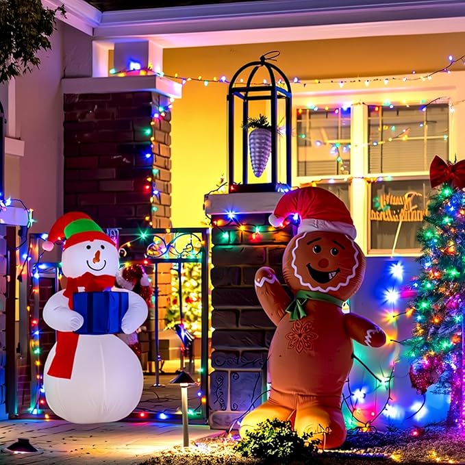 C7 35 LED Battery Operated Christmas Lights,Battery Powered Multicolor Waterproofing Bulbs,13FT 8 Modes with Auto On/Off Time for Xmas Tree Garden Patio Indoor Outdoor Christmas Decorations