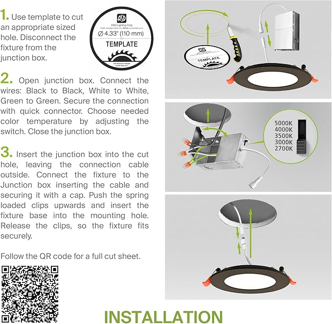 ASD 6 Pack LED Recessed Lighting 4 Inch 9W, 5 CCT 2700K-5000K CRI90+, IC Rated Ultra Thin Dimmable Ceiling Lights with J Box, Canless Wafer Downlight, Round Slim Panel Light, Energy Star ETL, Bronze