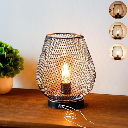 JHY DESIGN Dimmable Touch Bedside Table Lamp Rechargeable Battery Powered Lamp with LED Bulb Cordless Accent Lamp for Weddings Parties Patio Events for Indoors Outdoors(Metal Base, Bronze Egg)