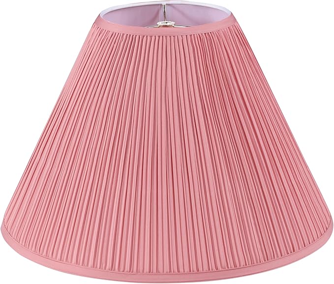 Aspen Creative 33027, Hardback Empire Transitional Spider Lamp Shade, Mushroom Pleated Rose Pink Faux Silk Fabric, 7" Top x 18" Bottom x 13" Slant Height