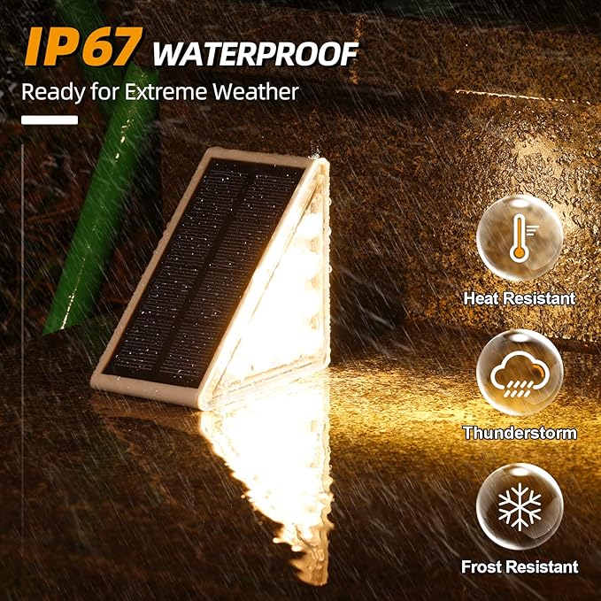 NIORSUN Solar Step Lights,16 Pack Warm White Solar Stair Lights Outdoor Waterproof IP67 Auto On Off,Solar Lights for Steps,Stair,Patio,Yard,Porch,Front Door,Sidewalk,Deck Decor
