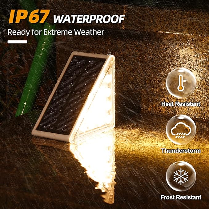 NIORSUN Solar Step Lights,8 Pack RGB Solid Color Changing Solar Stair Lights Outdoor Waterproof IP67 Auto On Off,Solar Lights for Steps,Stair,Patio,Yard,Porch,Front Door,Deck Decor