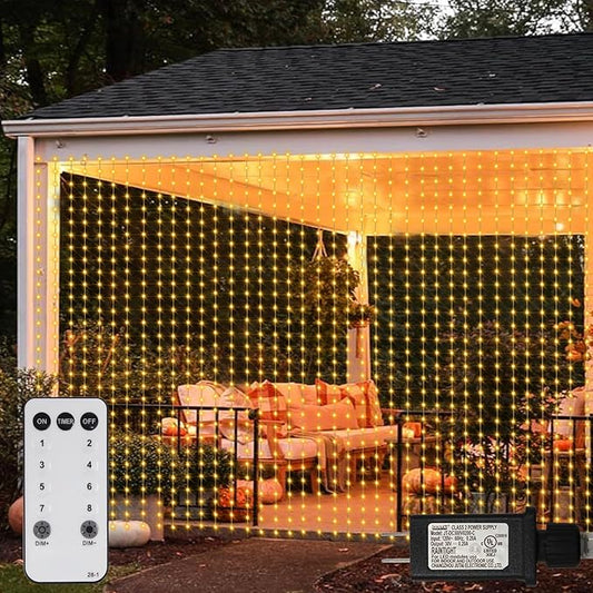 ZAIYW 1200 LED Curtain Lights 10x10Ft, Plug in Fairy Curtain Lights with Timer Remote Control Outdoor Curtain String Lights Waterproof for Patio Wedding Xmas Home Decor (Warm White)