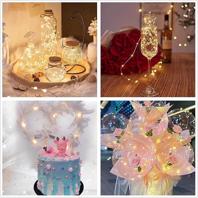 Warm White Fairy Lights Battery Operated, 3 Speed Modes, 7Ft 20 LED Mini Fairy String Lights, Waterproof Twinkle Firefly Fairy Lights for Bedroom DIY Wedding Christmas Halloween Decoration