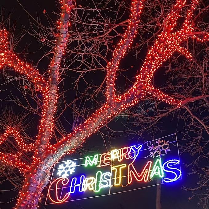 QITONG 165ft 500 LED Red Christmas Lights, Christmas String Lights Outdoor Waterproof Plug in, Green Wire Twinkle Light Indoor with 8 Modes