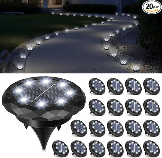 SOLPEX Mini Solar Ground Lights, 20 Pack Solar Lights Outdoor Waterproof, Landscape Lighting for Garden Pathway Driveway Walkway (Cool White)