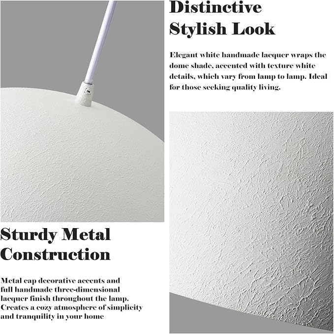 16” Large Dome Pendant Light Fixtures, White and Gold Hemispheric Pendant Lights Kitchen Island, Modern Adjustable Hanging Ceiling Light Chandelier for Kitchen Island Living Room Dining Room, 2 Pack