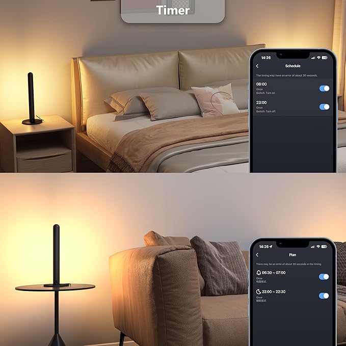 LAMPAOUS Smart Table Lamp, Bedside or Bedroom Lamp, TV backlights, Gaming Lights, Adjustable White and Multi Color Compatible with Alexa, Google Assistant, Voice Activated. App Control