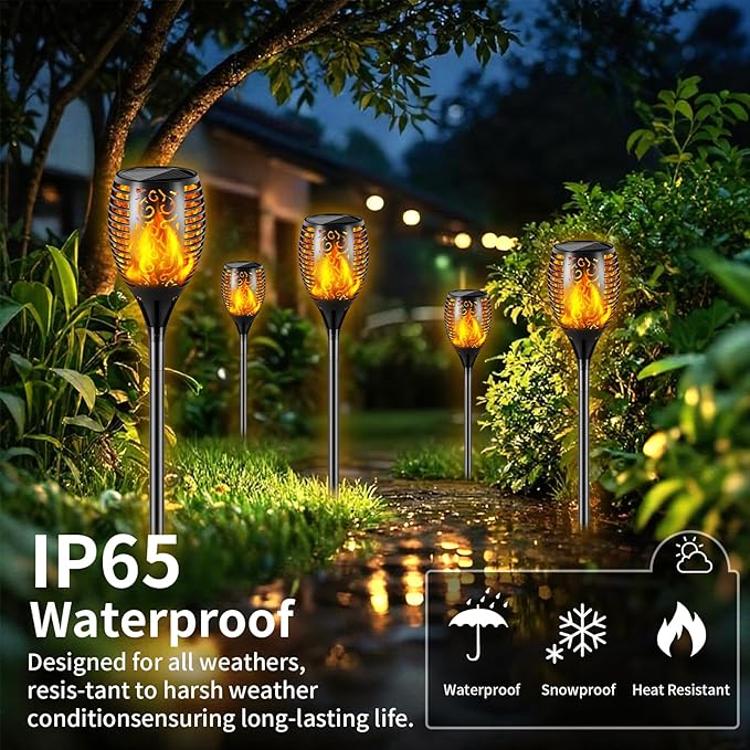 Solar Lights Outdoor 99 LED Higher & Larger Flickering Flame Solar Torch Lights 43" Waterproof Outdoor Lighting Solar Powered Pathway Lights Christmas Decorations for Garden Patio Yard, 2Pack