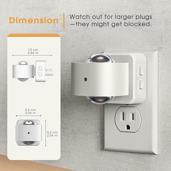 Briignite Night Light Projector, RGB Color Changing Night Light for Kids, 180° Rotating Night Lights Plug into Wall, Dusk to Dawn Sensor, RGB Ambient Lighting for Gaming Room Gifts, White, 2 Pack