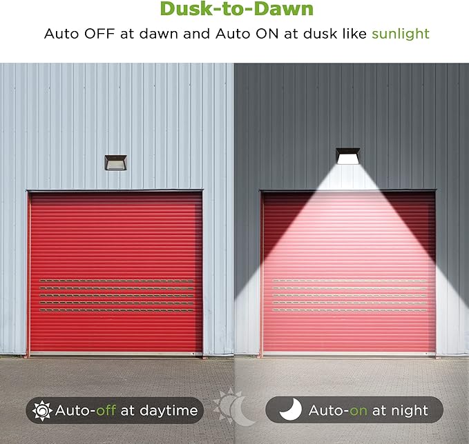 TIERONE 50W LED Wall Pack Light Dusk to Dawn Photocell Outdoor Commercial Security Area Lighting Fixture UL Listed 5500LM 4000K Daylight 400W HPS/HID Equivalent IP65 Waterproof 120-277V 2PACK