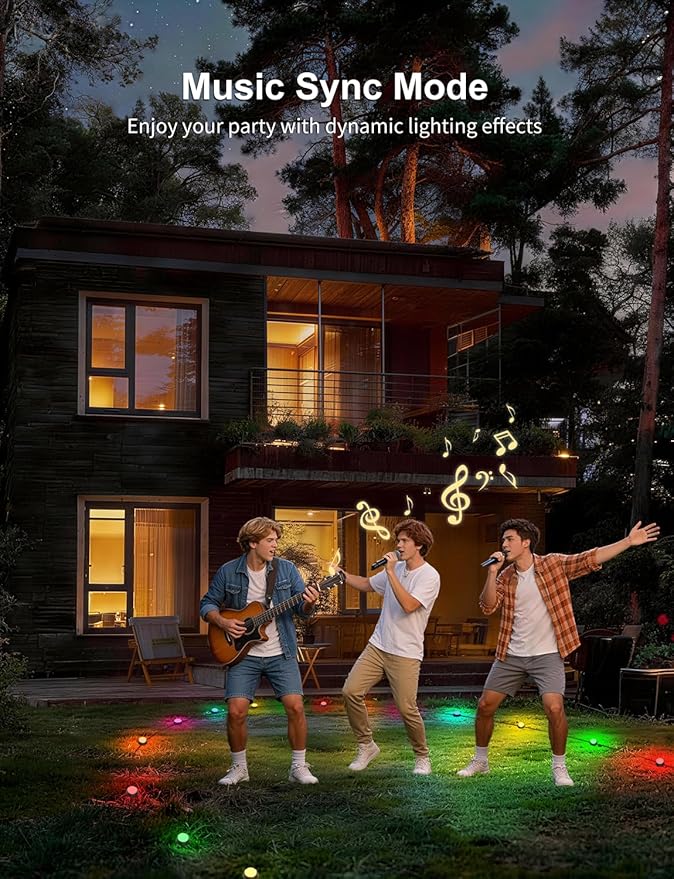APPECK Smart Ground Lights Wired 32 Pack, 100FT RGBW Color Changing Pathway Lights, 2200K Warm White Landscape Lighting, for Garden Yard Lawn Path Holiday Party Decor, with App/Google Assistant