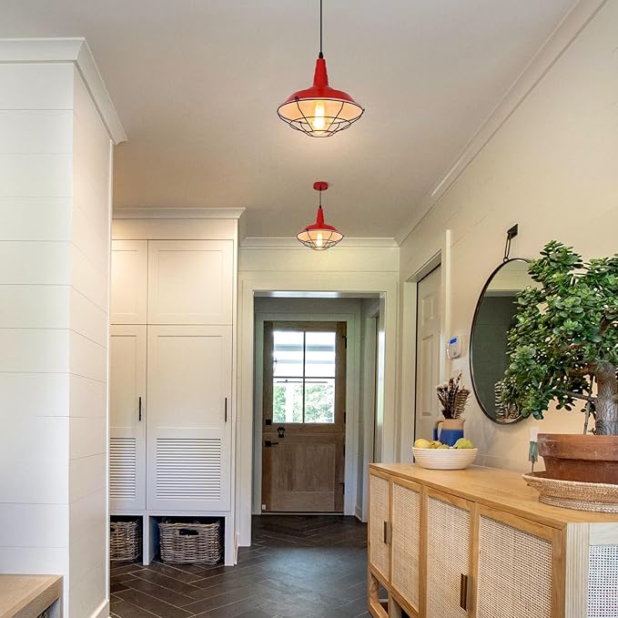 Farmhouse Red Pendant Light, 3 Packs 10.5 inch, Modern Pendant Lighting, Kitchen Pendant Lights, Industrial Pendant Light, Pendant Lights Kitchen Island for Bedroom, Living Room, Bar