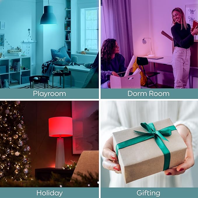 GE LED+ Color Changing LED Light Bulbs with Remote, 9.5W, No App or Wi-Fi Required, A19 (4 Pack)